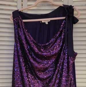 Purple sleeveless top with sequins. Plus Size